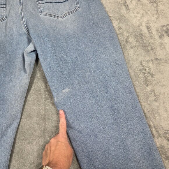 American Eagle Curvy Mom Jeans 18 Blue Stretch High Rise Ankle Length Distressed - Picture 6 of 11